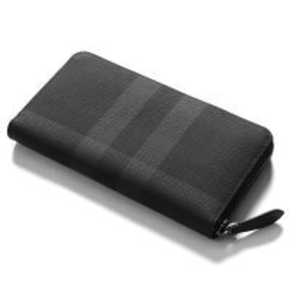 Burberry Black Long Zip Zig Leg Check Wallet Black Round Gray - Picture 5 of 5